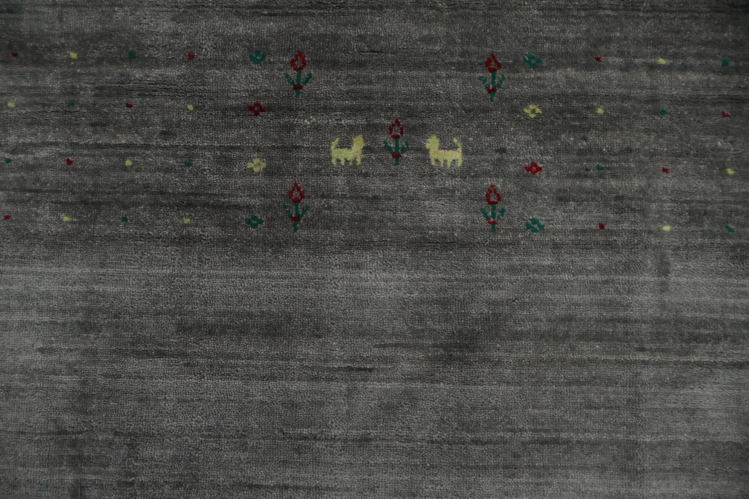 Contemporary Gray Gabbeh Square Rug with Delicate Details 8x8