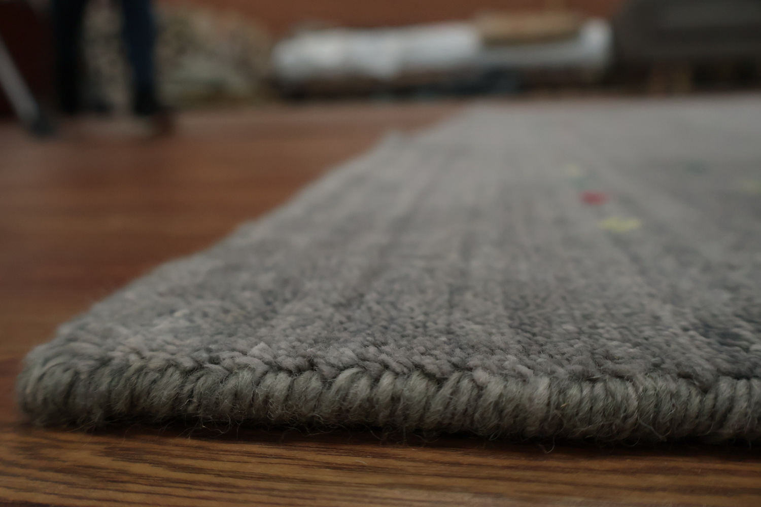 Contemporary Gray Gabbeh Square Rug with Delicate Details 8x8