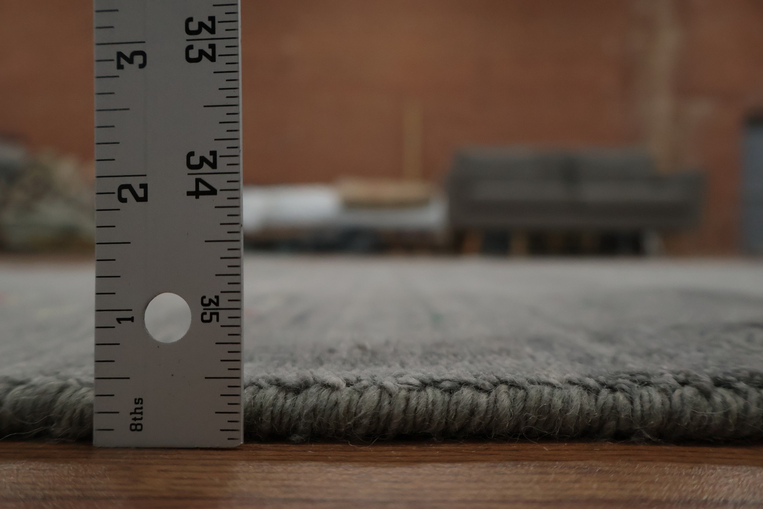Contemporary Gray Gabbeh Square Rug with Delicate Details 8x8