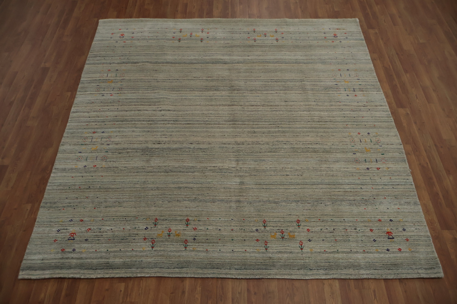 Contemporary Square Gabbeh Rug with Artistic Multicolored Patterns 8x8