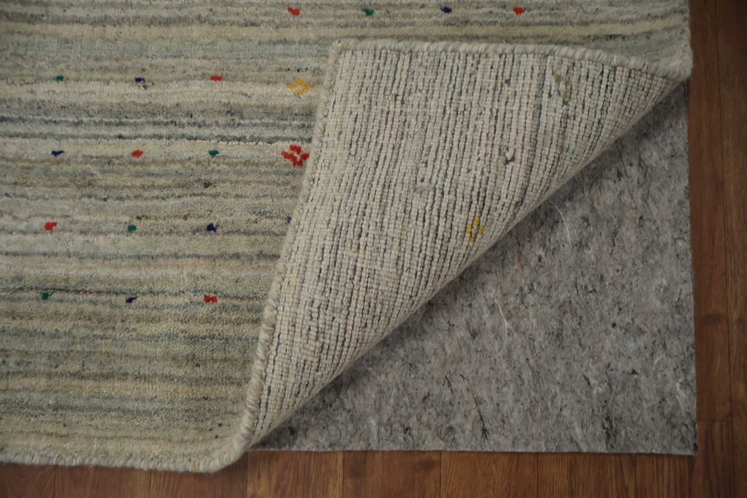 Contemporary Square Gabbeh Rug with Artistic Multicolored Patterns 8x8