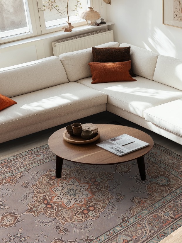 Distressed Wool Gray Tabriz Persian Area Rug 6x10