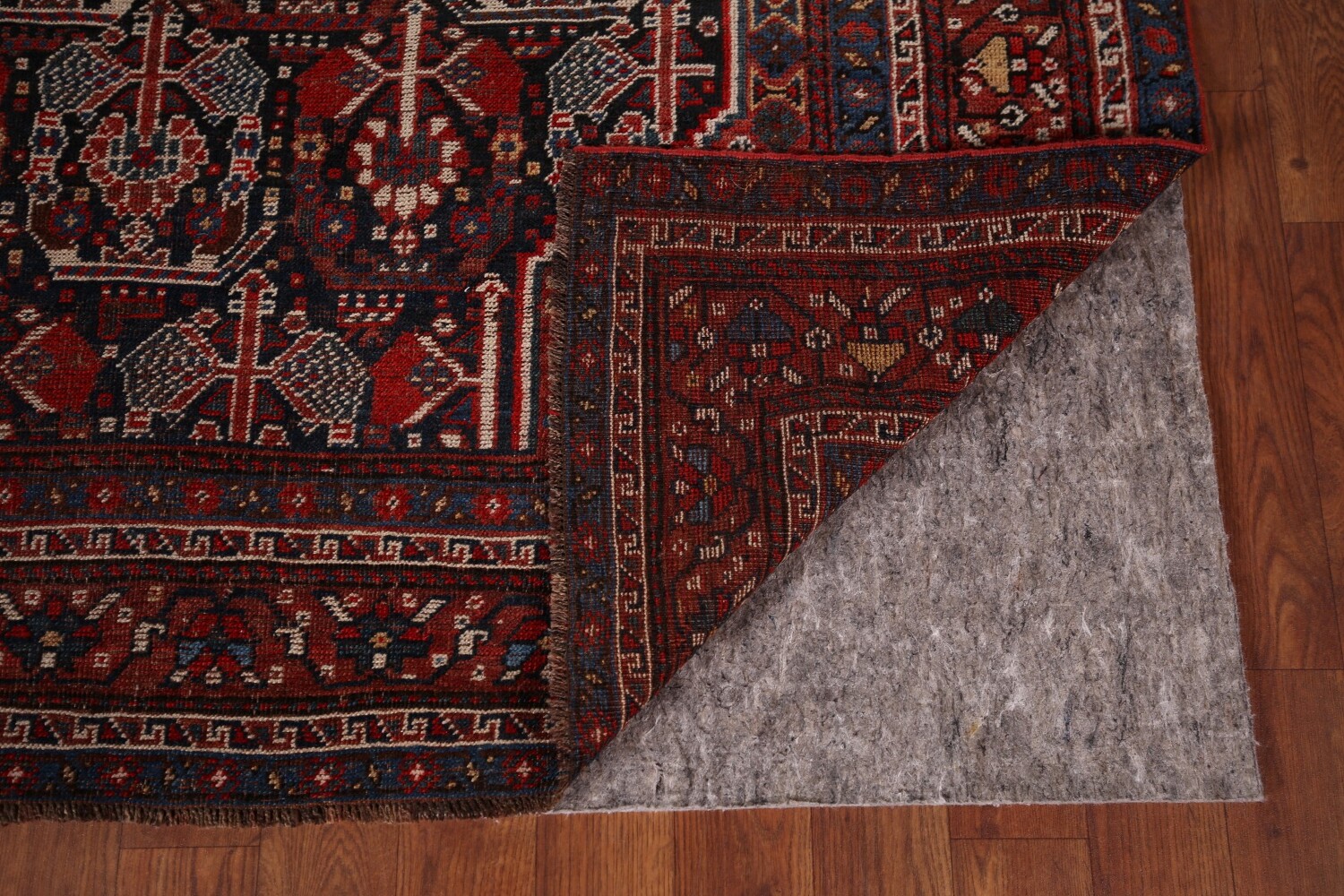 Pre-1900 Antique Wool Qashqai Persian Rug 5x6