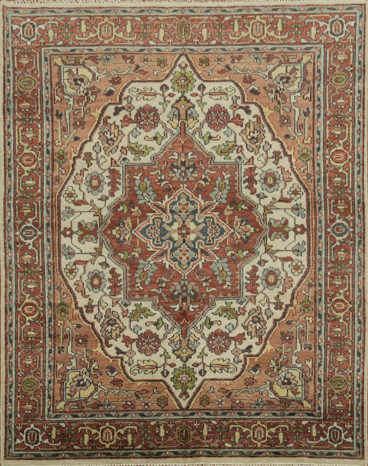 Geometric Traditional Heriz Serapi Indian Area Rug 8x10 ft