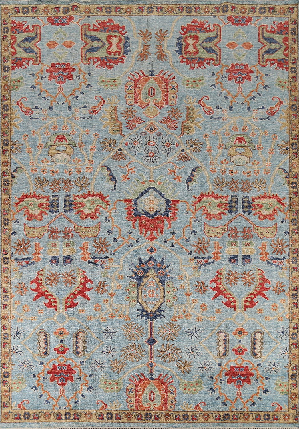Light Blue Oushak Indian Area Rug 9x12