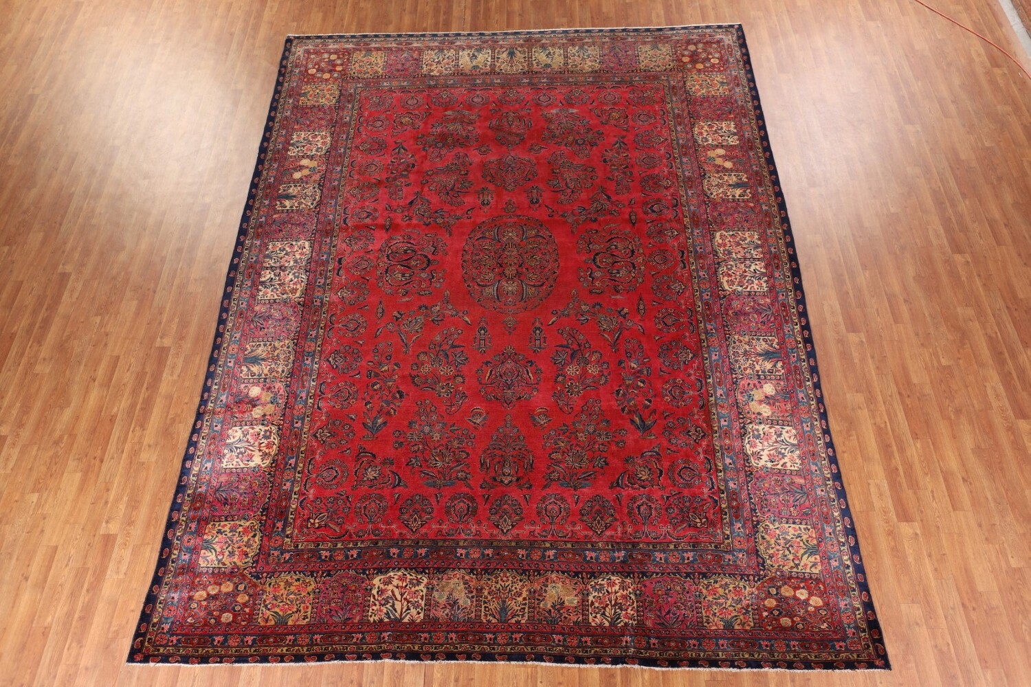 Pre-1900 Vegetable Dye Sarouk Mohajeran Persian Area Rug 10x13
