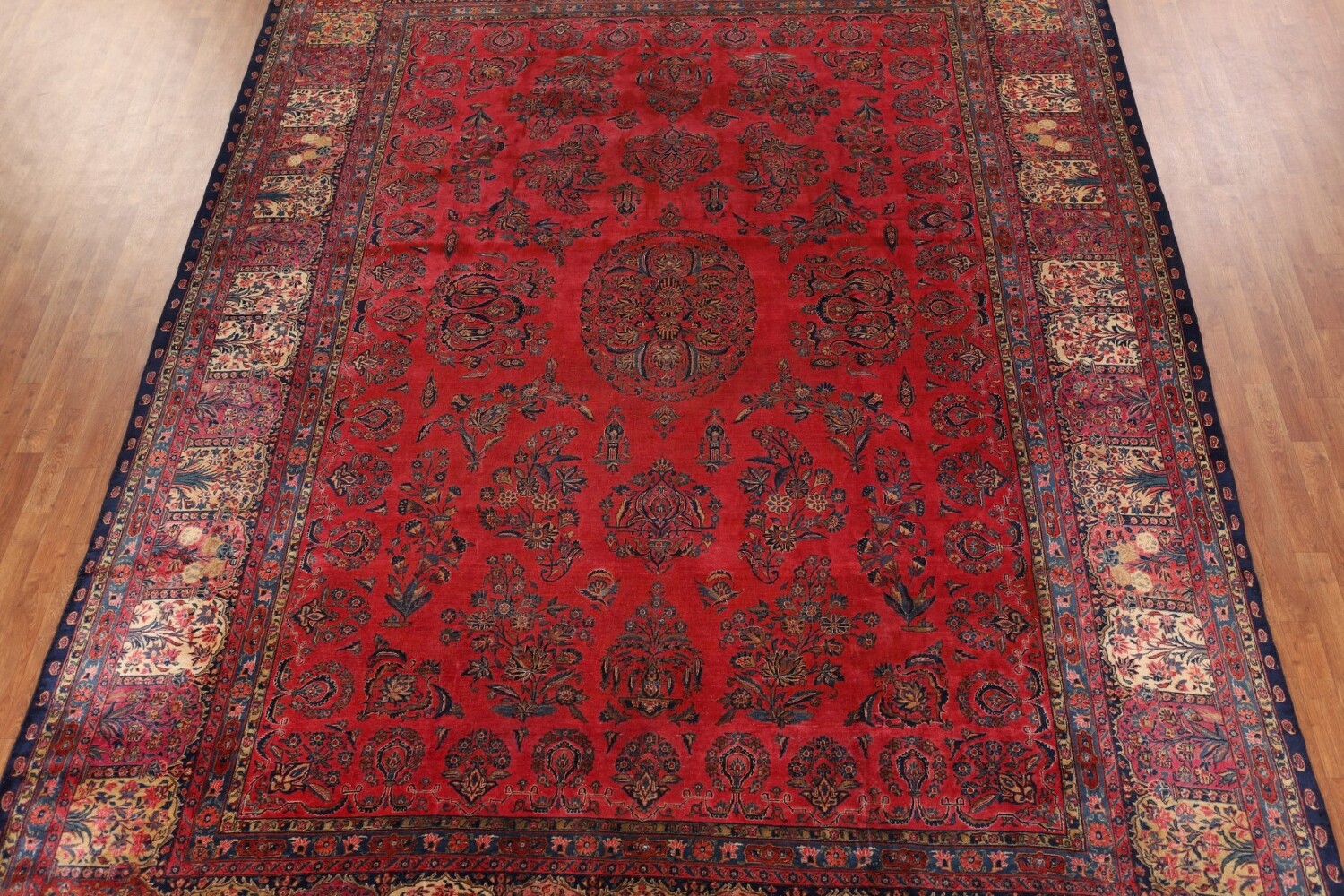 Pre-1900 Vegetable Dye Sarouk Mohajeran Persian Area Rug 10x13