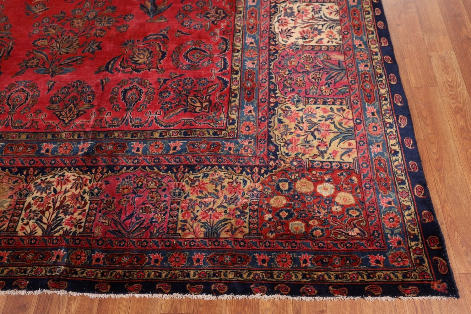 Pre-1900 Vegetable Dye Sarouk Mohajeran Persian Area Rug 10x13
