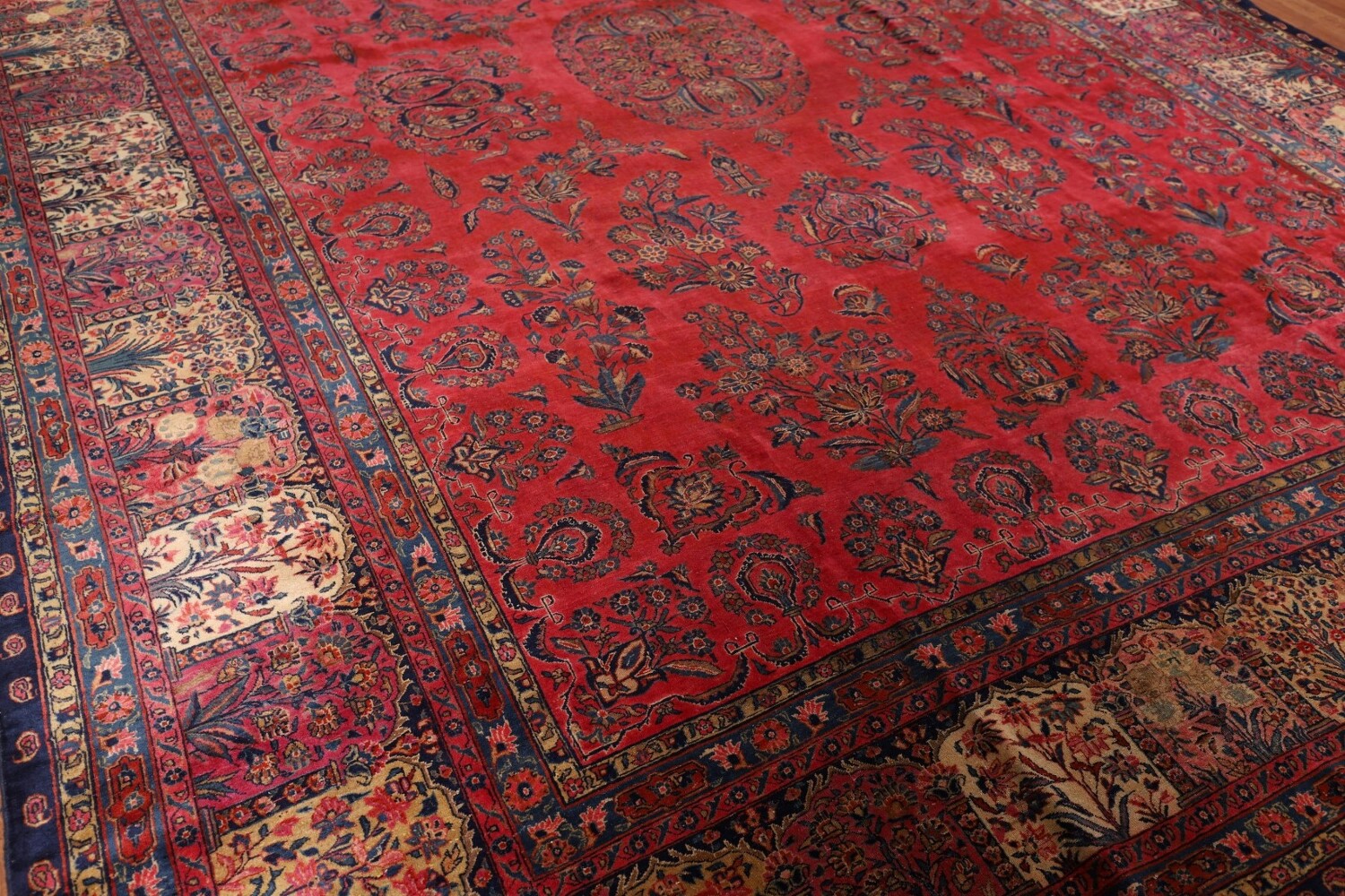 Pre-1900 Vegetable Dye Sarouk Mohajeran Persian Area Rug 10x13