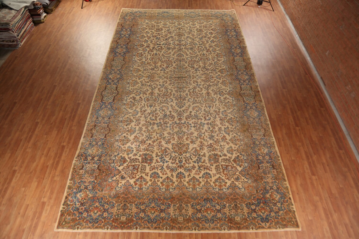 Pre-1900 Vegetable Dye Kerman Persian Large Rug 11x20