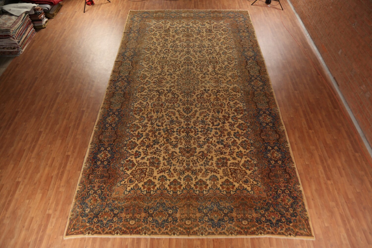 Pre-1900 Vegetable Dye Kerman Persian Large Rug 11x20