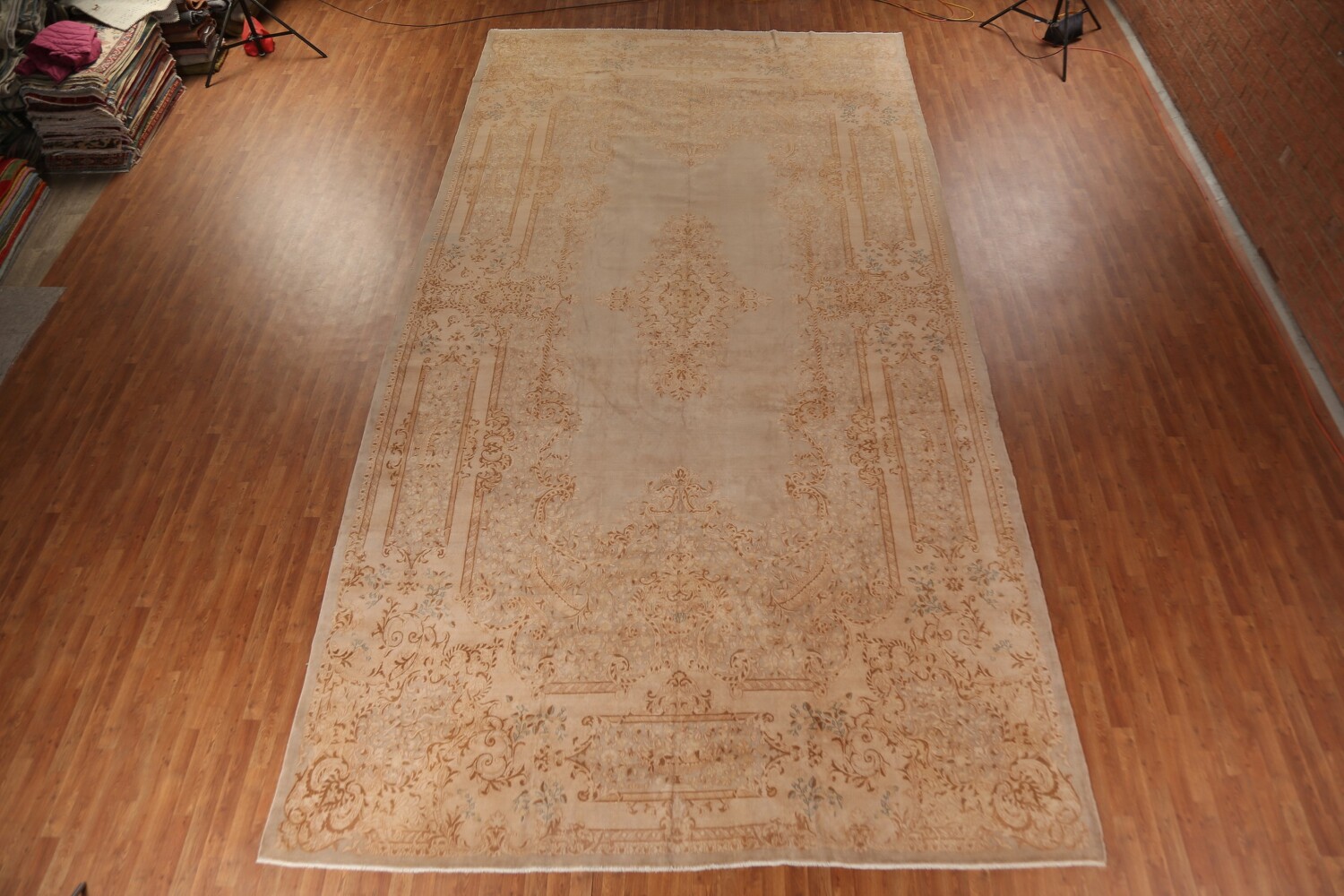 Antique Vegetable Dye Kerman Persian Large Rug 11x20