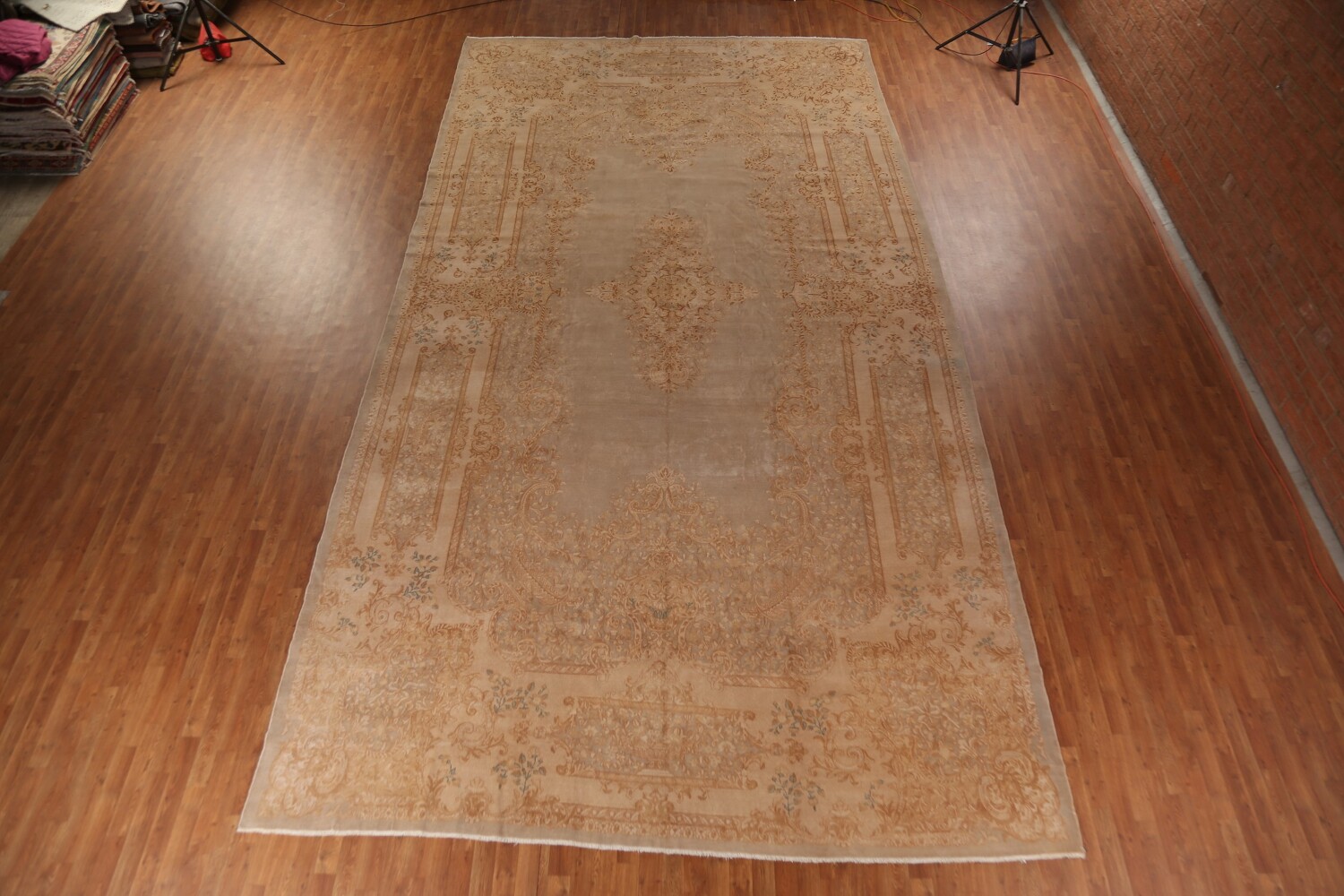 Antique Vegetable Dye Kerman Persian Large Rug 11x20
