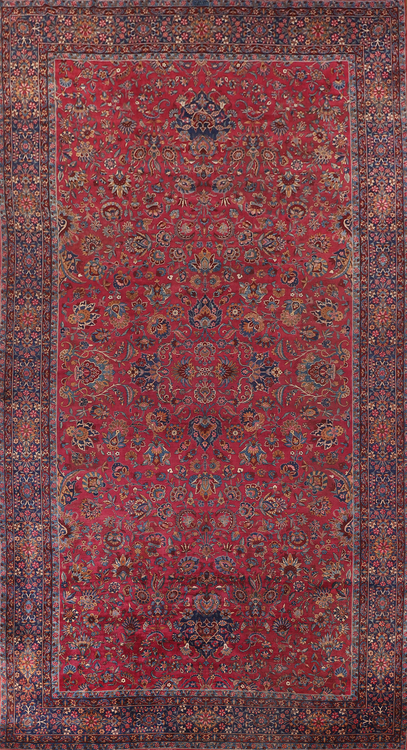 Pre-1900 Antique Kerman Ravar Vegetable Dye Persian Rug 12x21
