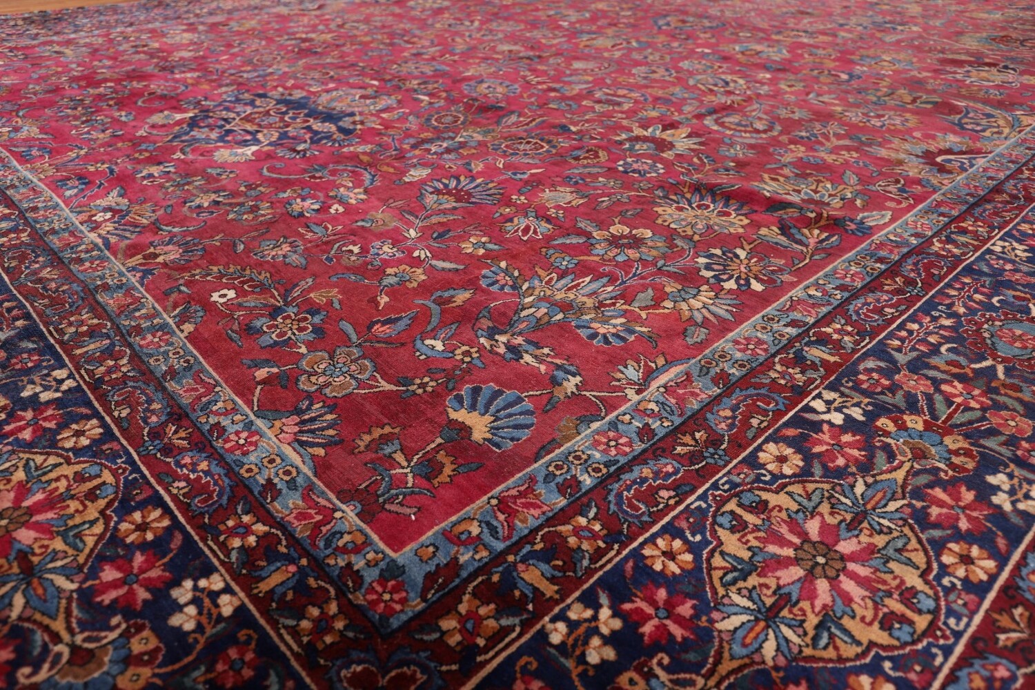Pre-1900 Antique Kerman Ravar Vegetable Dye Persian Rug 12x21