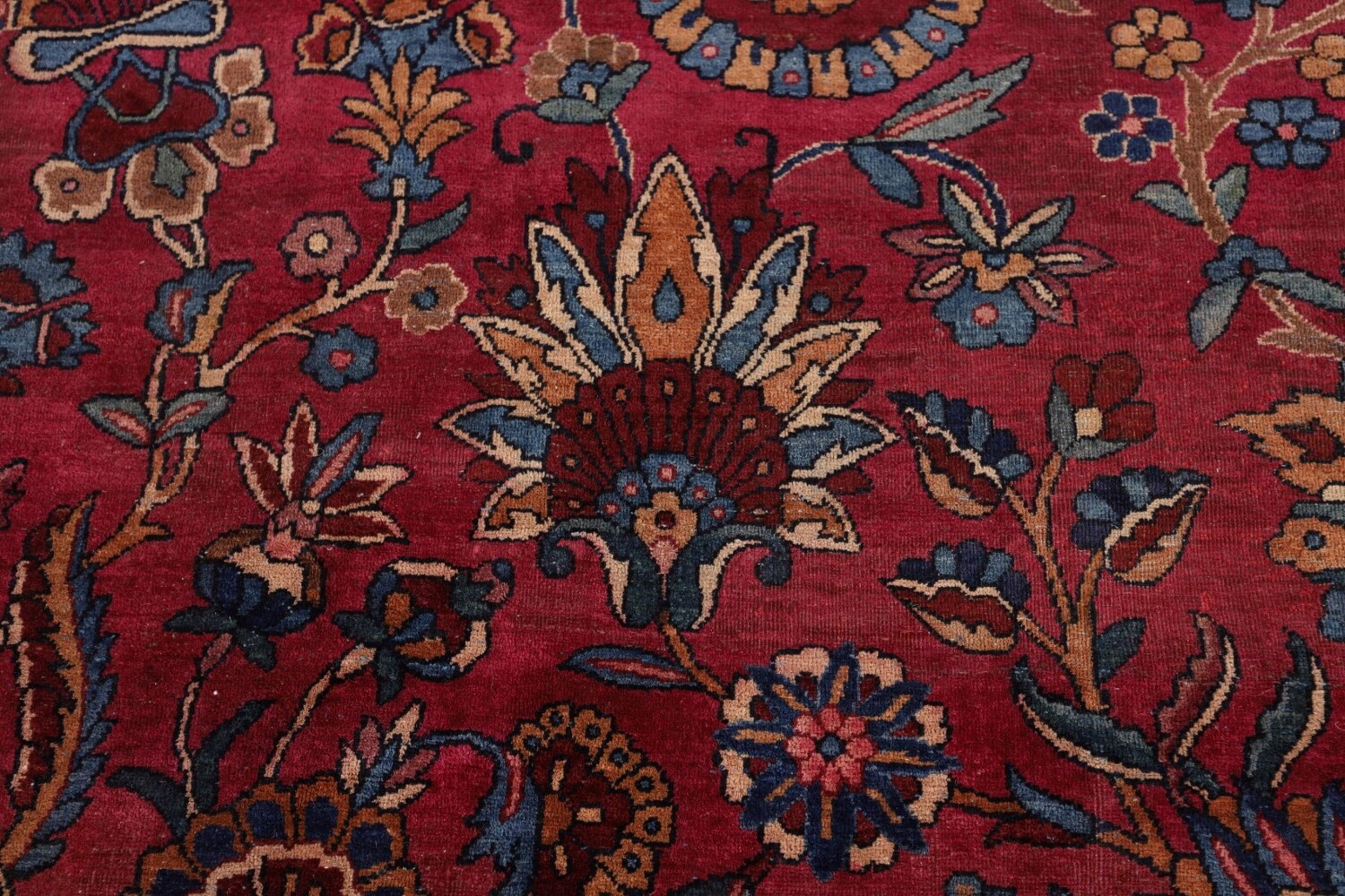 Pre-1900 Antique Kerman Ravar Vegetable Dye Persian Rug 12x21