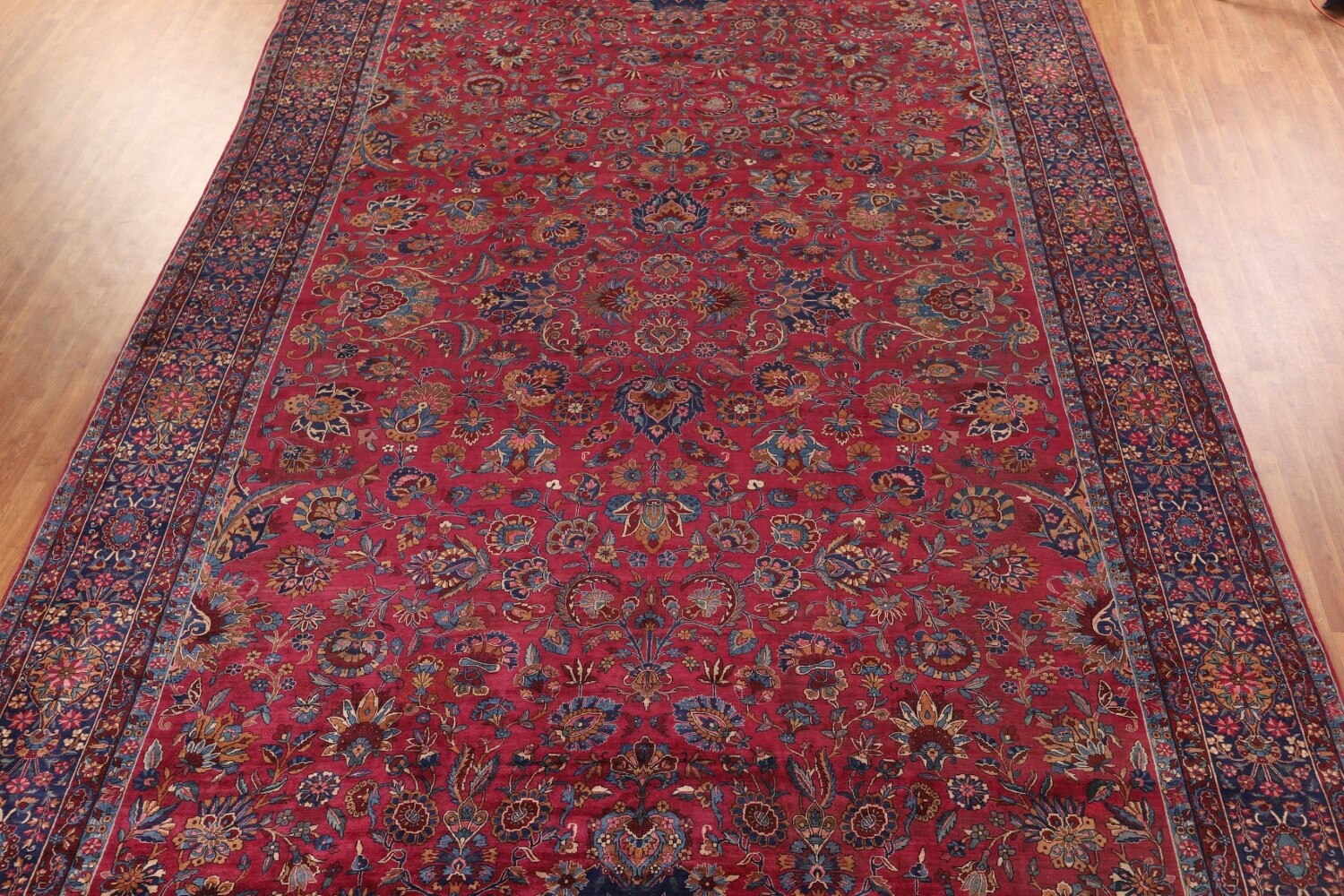 Pre-1900 Antique Kerman Ravar Vegetable Dye Persian Rug 12x21