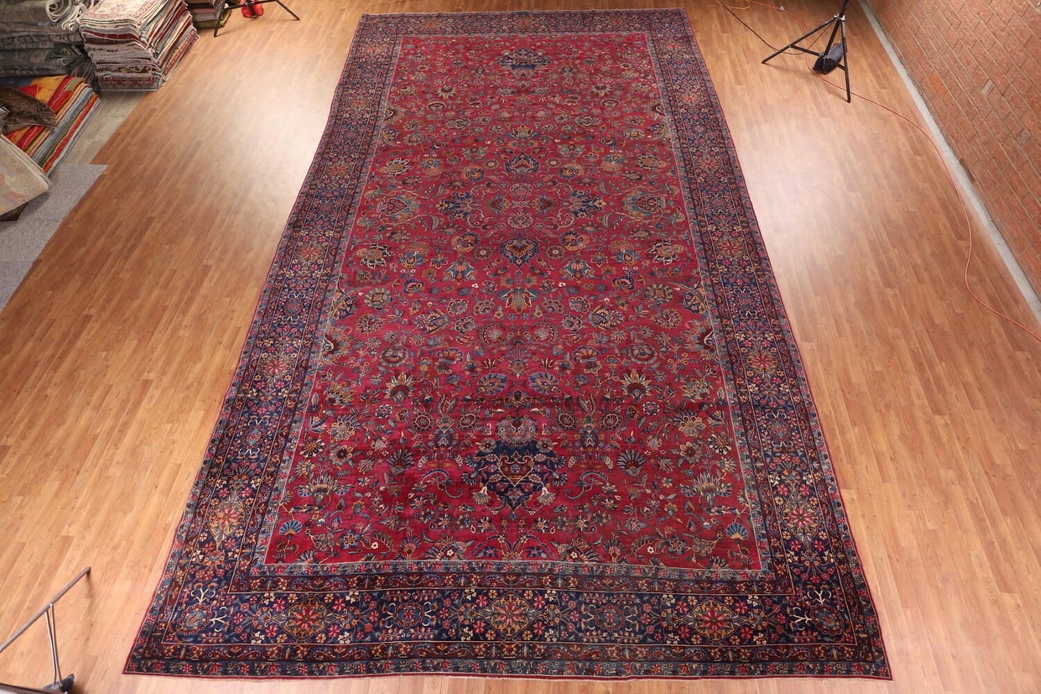 Pre-1900 Antique Kerman Ravar Vegetable Dye Persian Rug 12x21