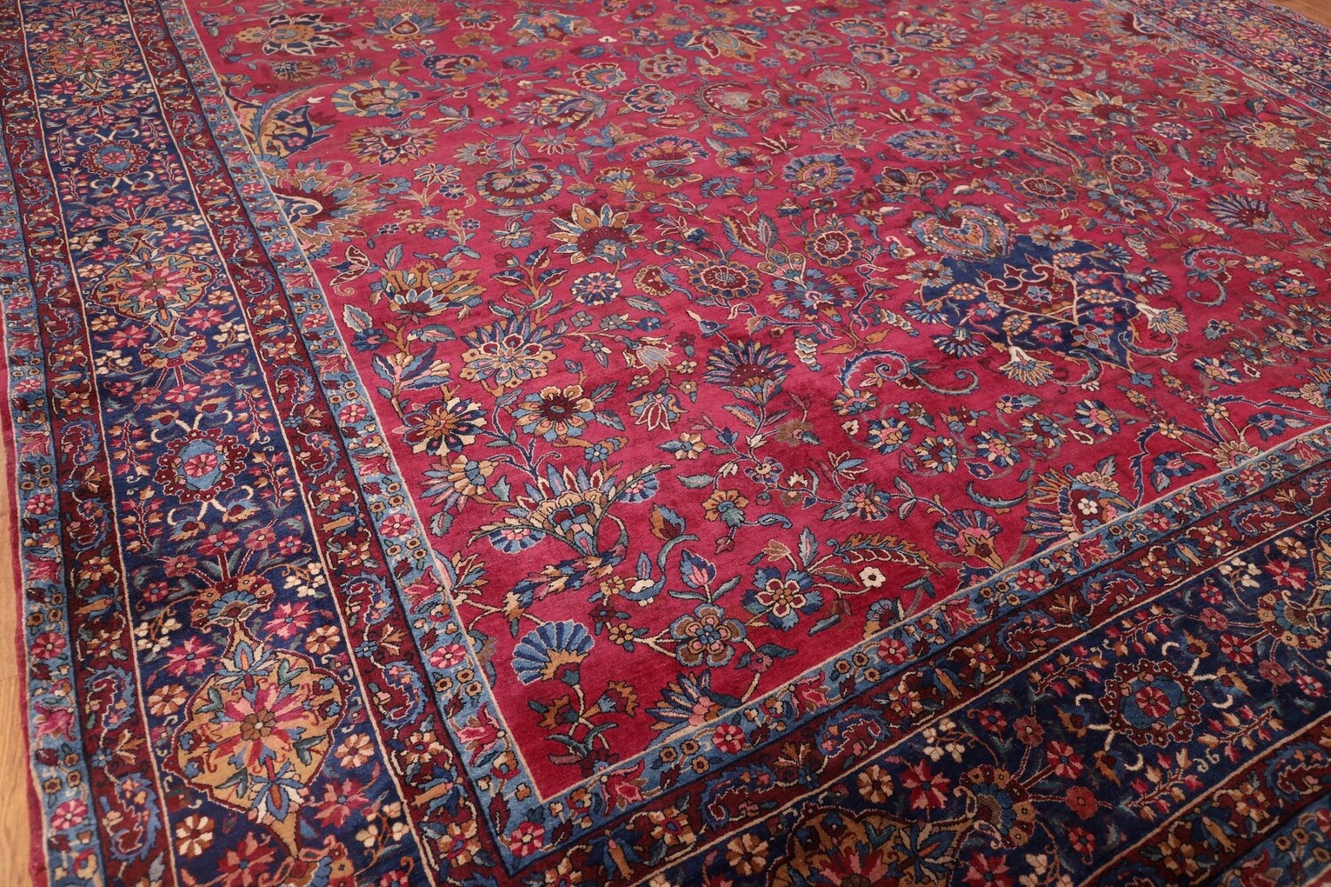 Pre-1900 Antique Kerman Ravar Vegetable Dye Persian Rug 12x21