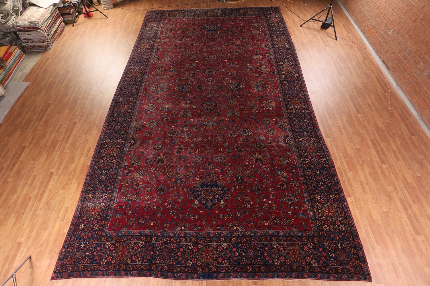 Pre-1900 Antique Kerman Ravar Vegetable Dye Persian Rug 12x21
