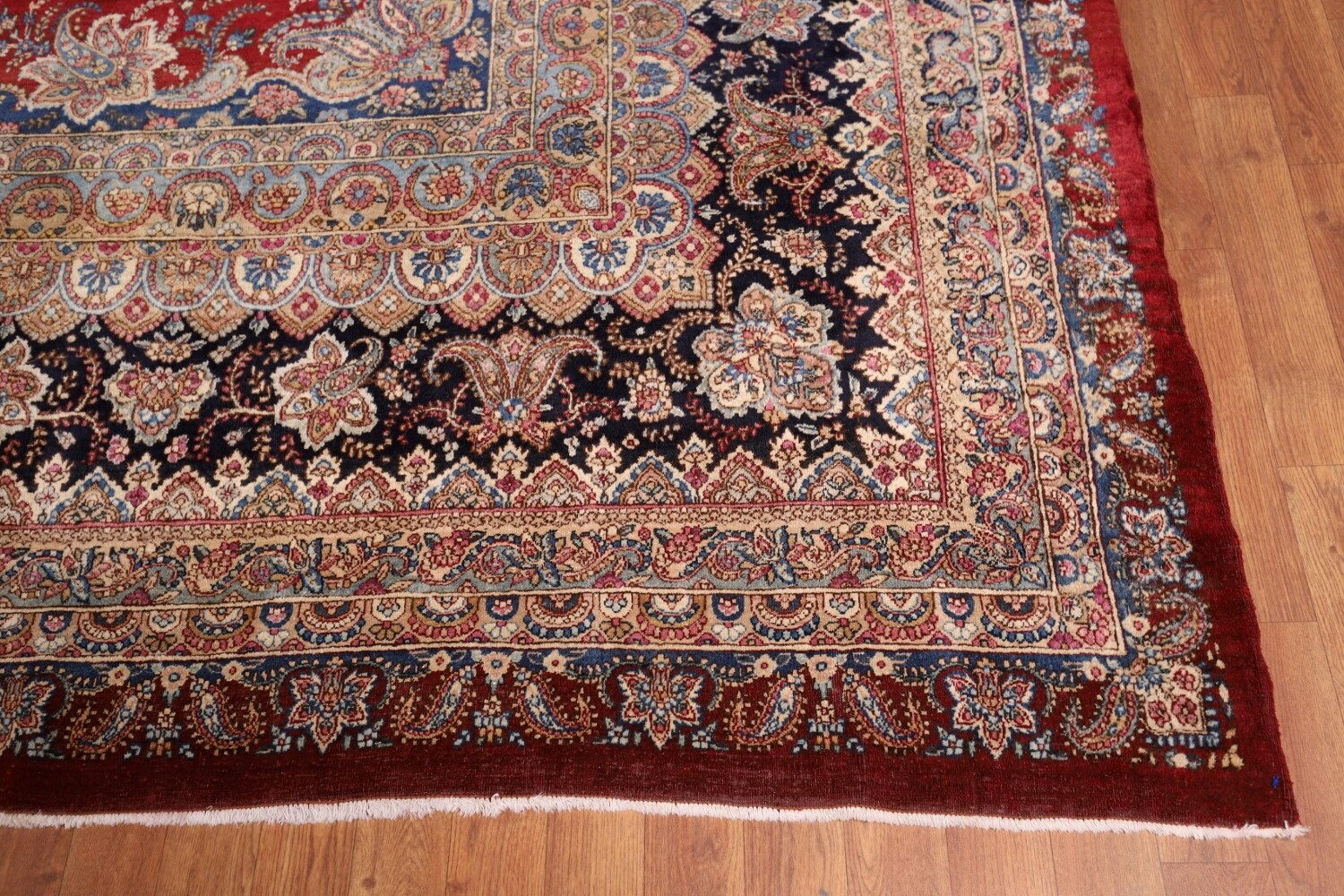 Pre-1900 Vegetable Dye Kerman Ravar Persian Large Rug 14x19