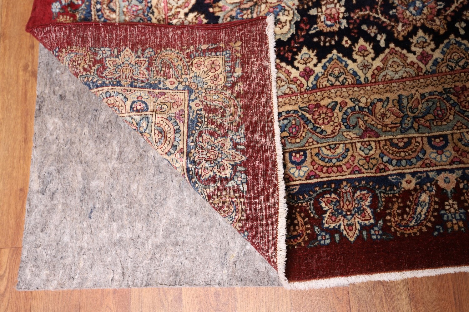 Pre-1900 Vegetable Dye Kerman Ravar Persian Large Rug 14x19