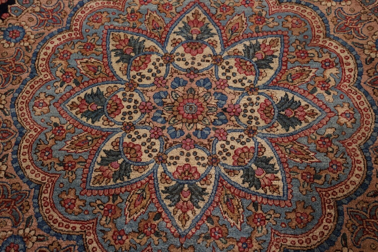 Pre-1900 Vegetable Dye Kerman Ravar Persian Large Rug 14x19