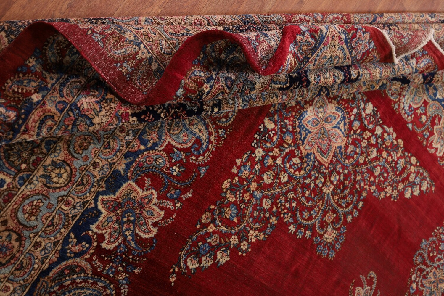 Pre-1900 Vegetable Dye Kerman Ravar Persian Large Rug 14x19