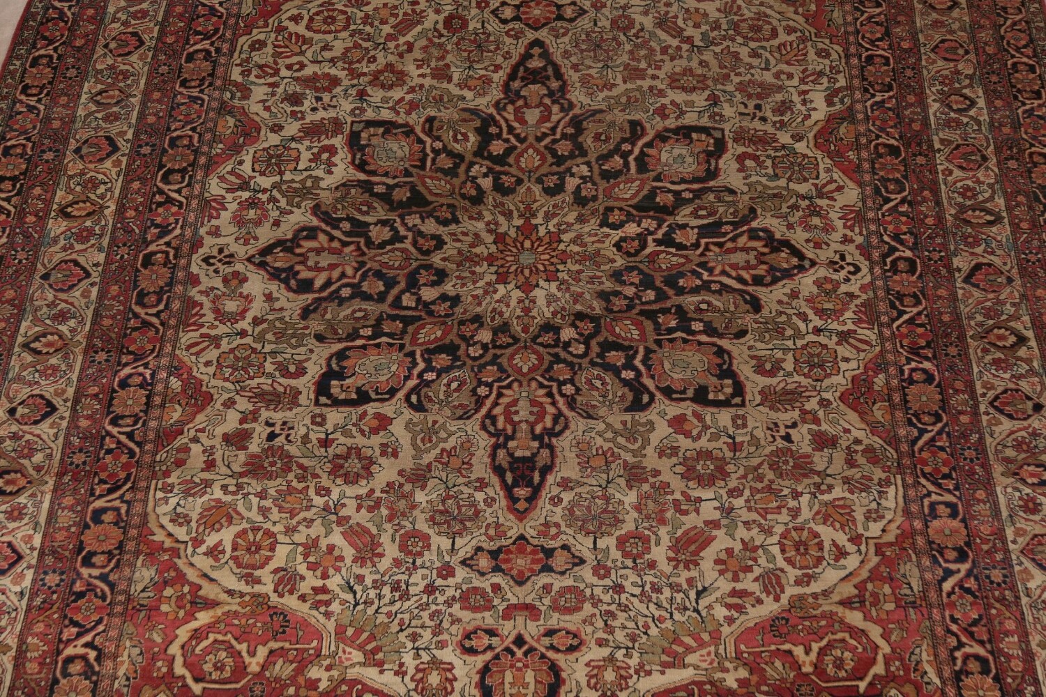 Pre-1900 Vegetable Dye Kerman Ravar Persian Large Rug 10x16