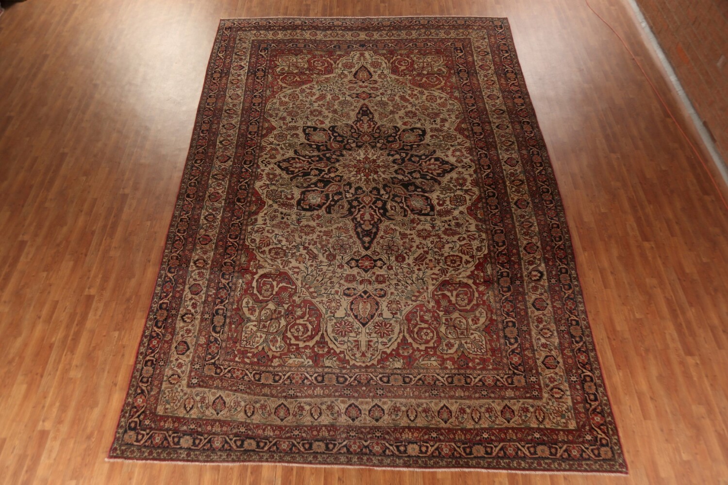 Pre-1900 Vegetable Dye Kerman Ravar Persian Large Rug 10x16