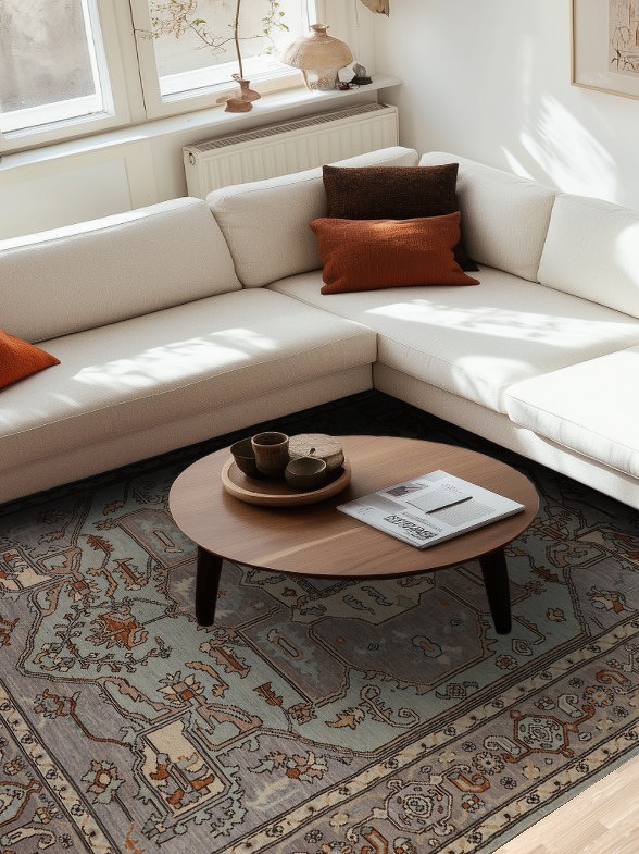 Light Blue Oushak Vegetable Dye Area Rug 8x10