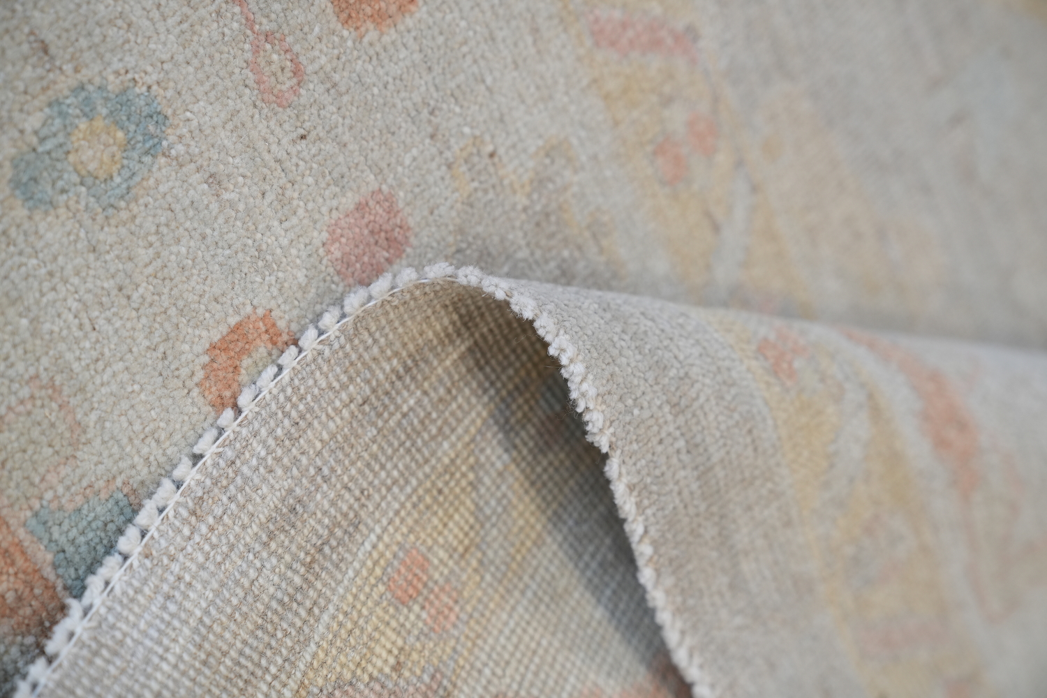 Subtle pastel Muted Grey Oushak Turkish Area Rug 9x12 ft