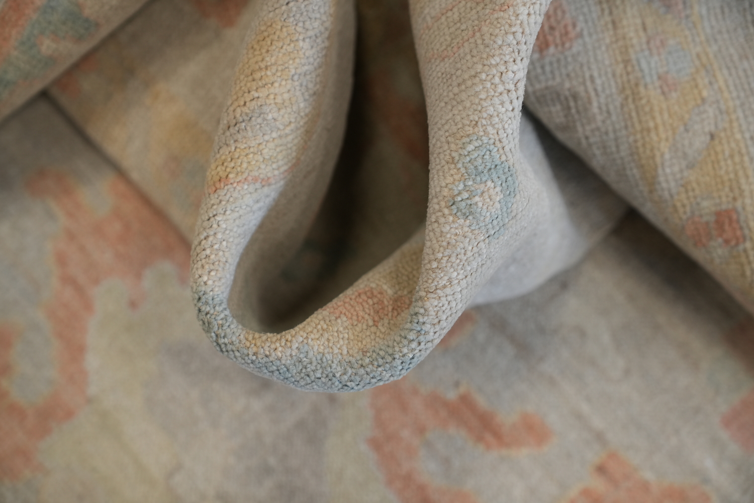Subtle pastel Muted Grey Oushak Turkish Area Rug 9x12 ft