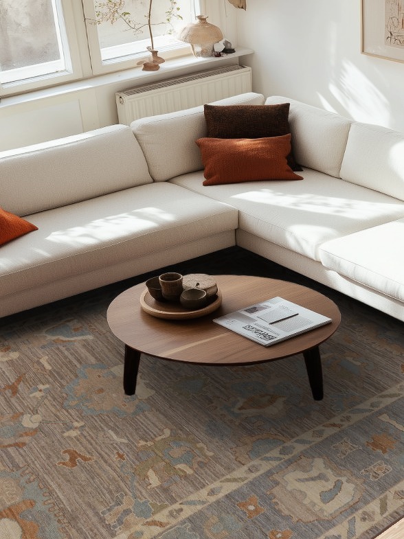 Earth Tone Wool Oushak Vegetable Dye Area Rug 9x12