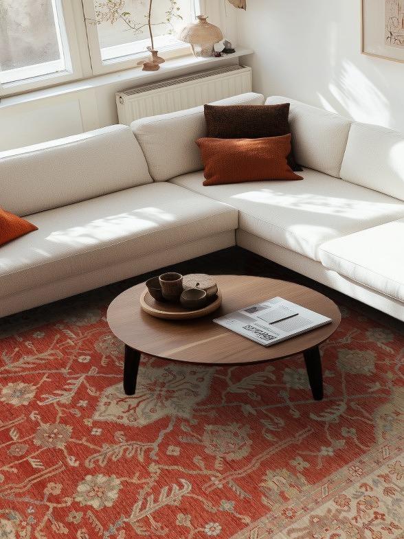 Orange Turkish Wool Oushak Vegetable Dye Area Rug 9x12