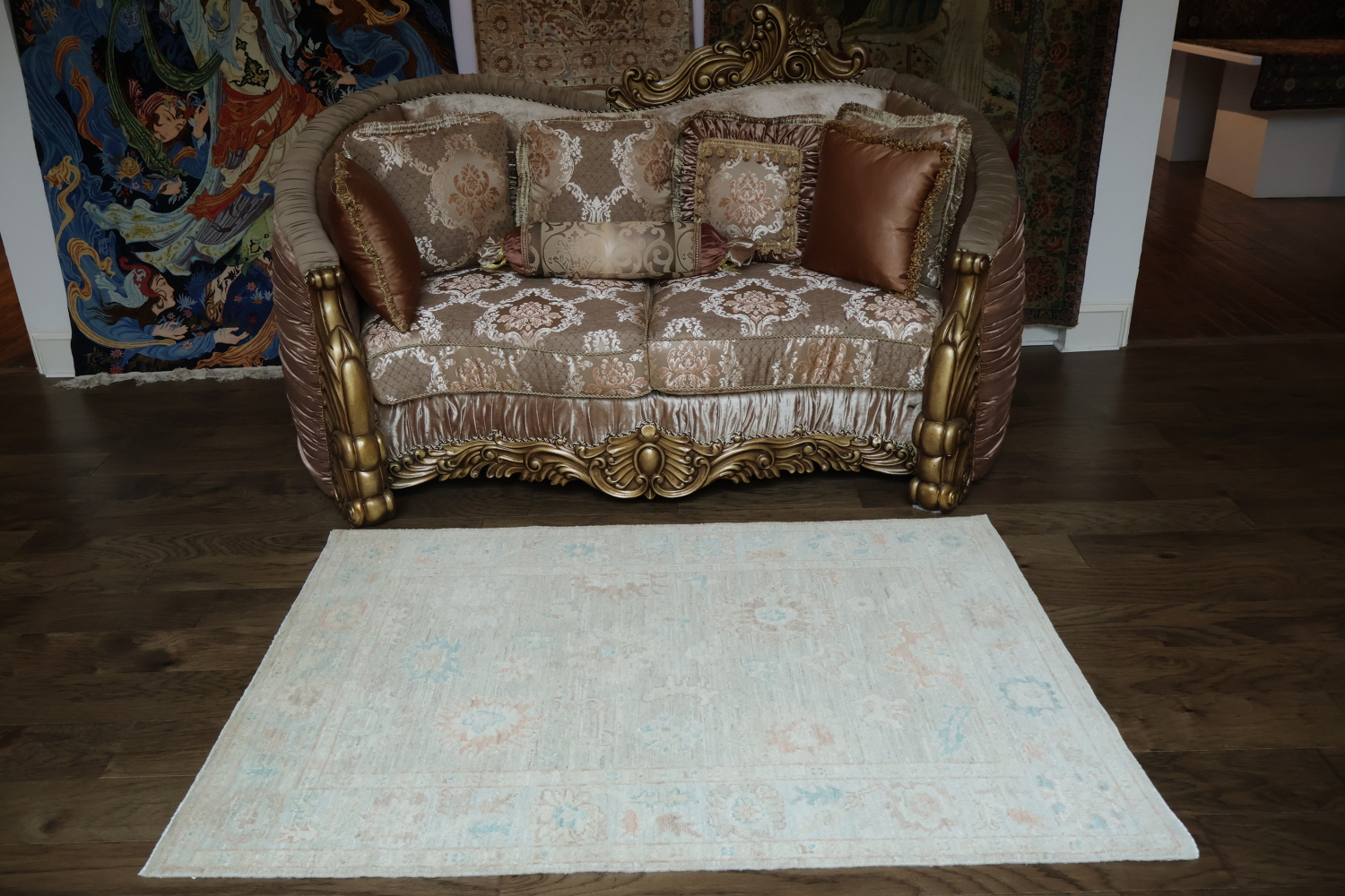 Vegetable Dye Oushak Turkish Accent Rug 4x6