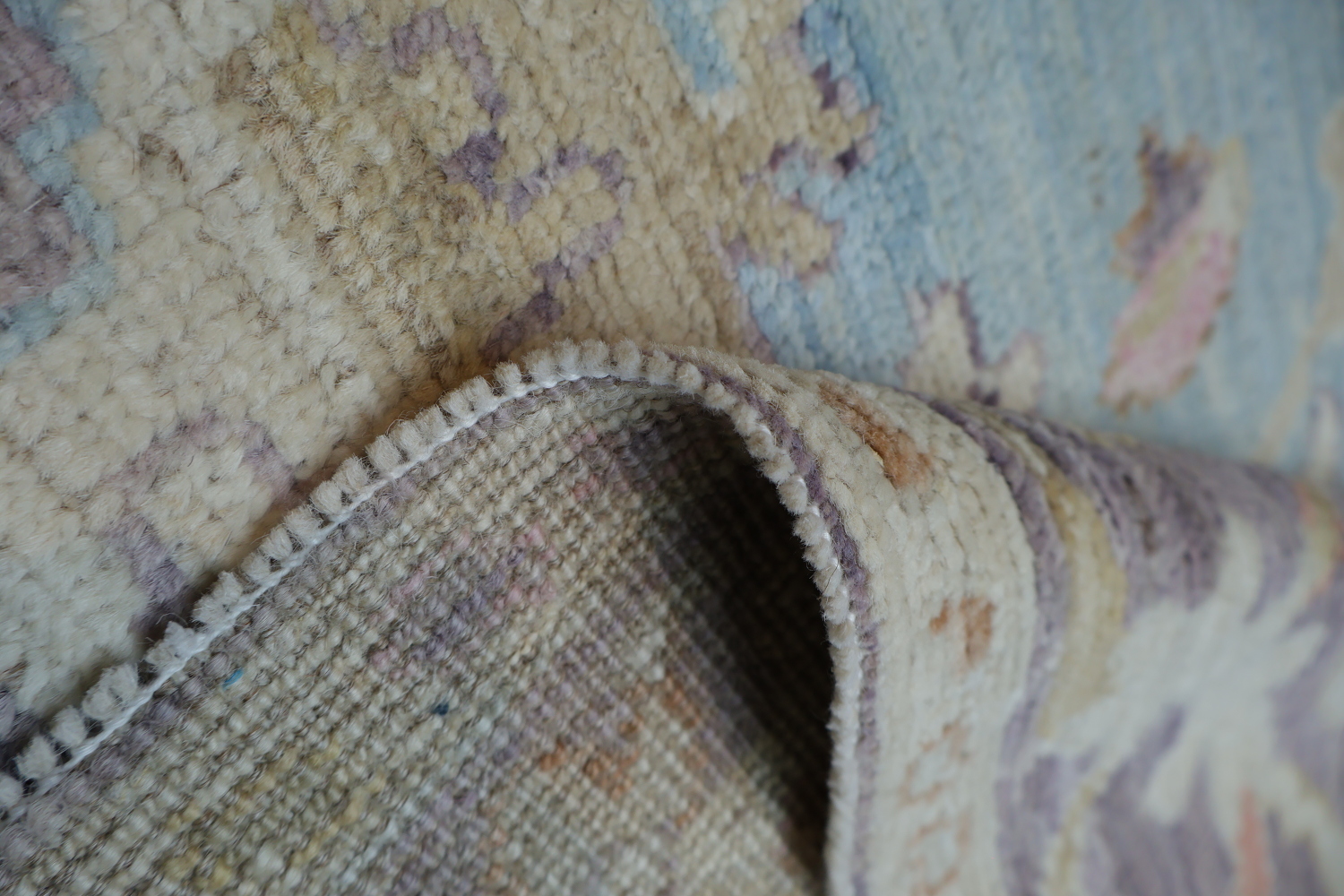 Light Blue Oushak Vegetable Dye Accent Rug 4x6