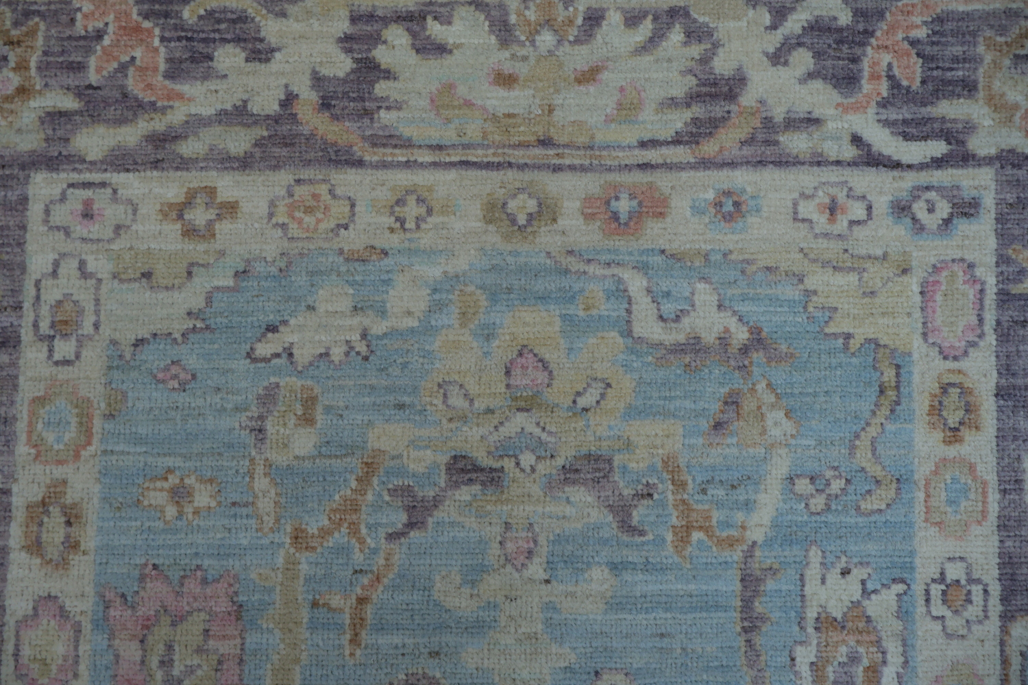 Light Blue Oushak Vegetable Dye Accent Rug 4x6