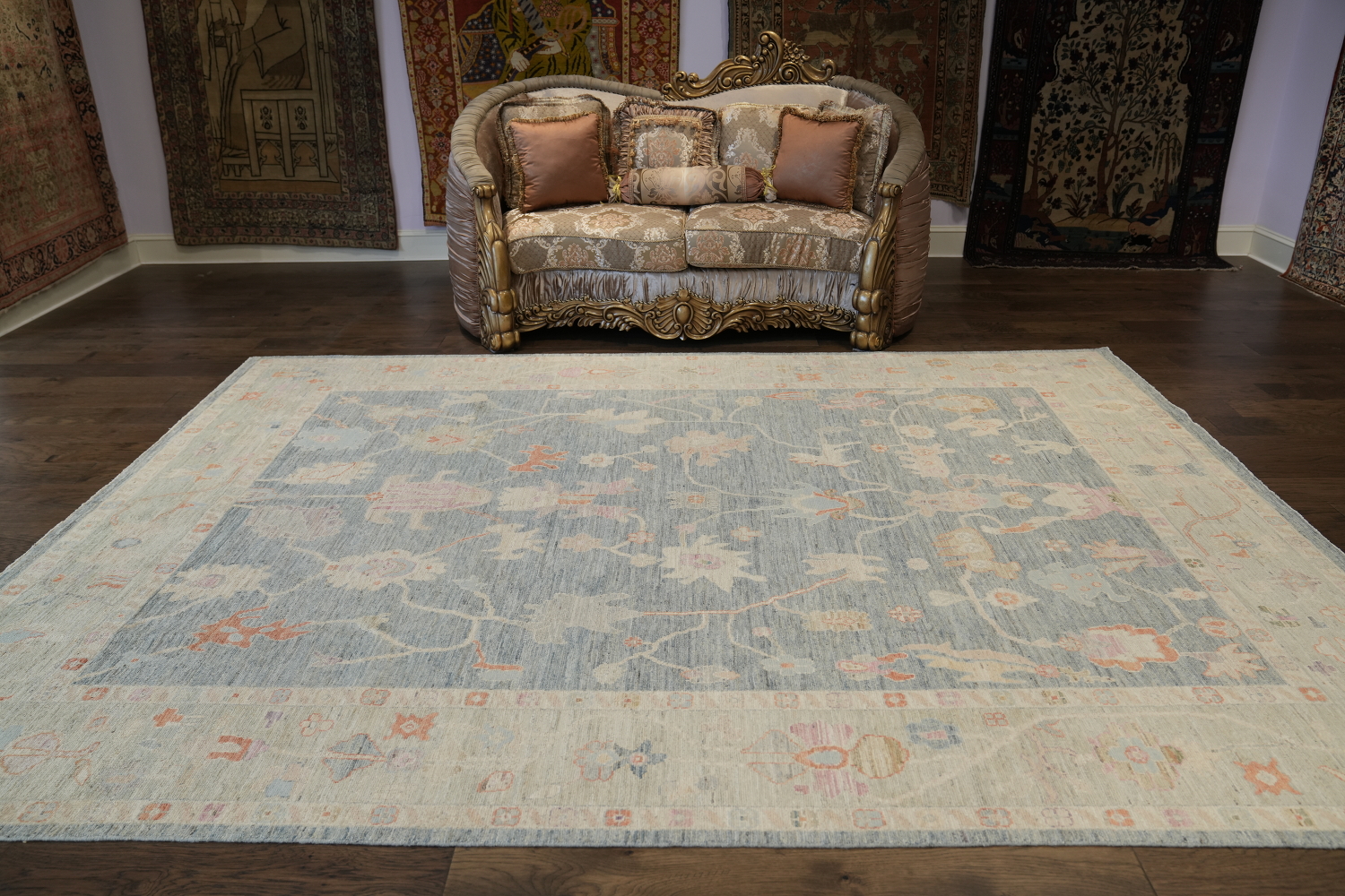 Soft Toned Vegetable Dye Oushak Turkish Oriental Rug 9x12