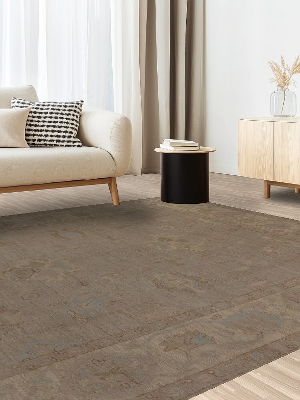 Earth Tone Wool Vegetable Dye Oushak Area Rug 8x10
