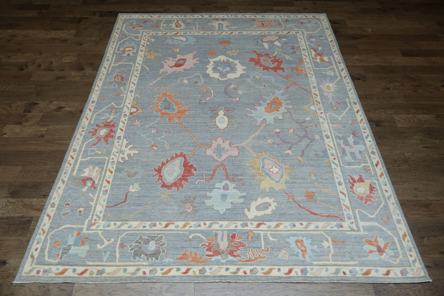 Vegetable Dye Gray Oushak Turkish Area Rug 9x12