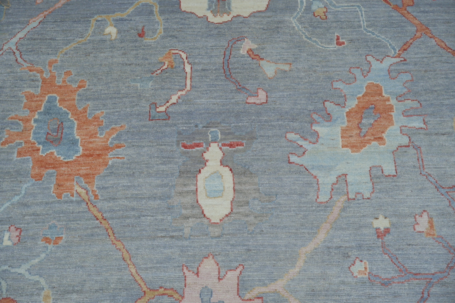 Vegetable Dye Gray Oushak Turkish Area Rug 9x12
