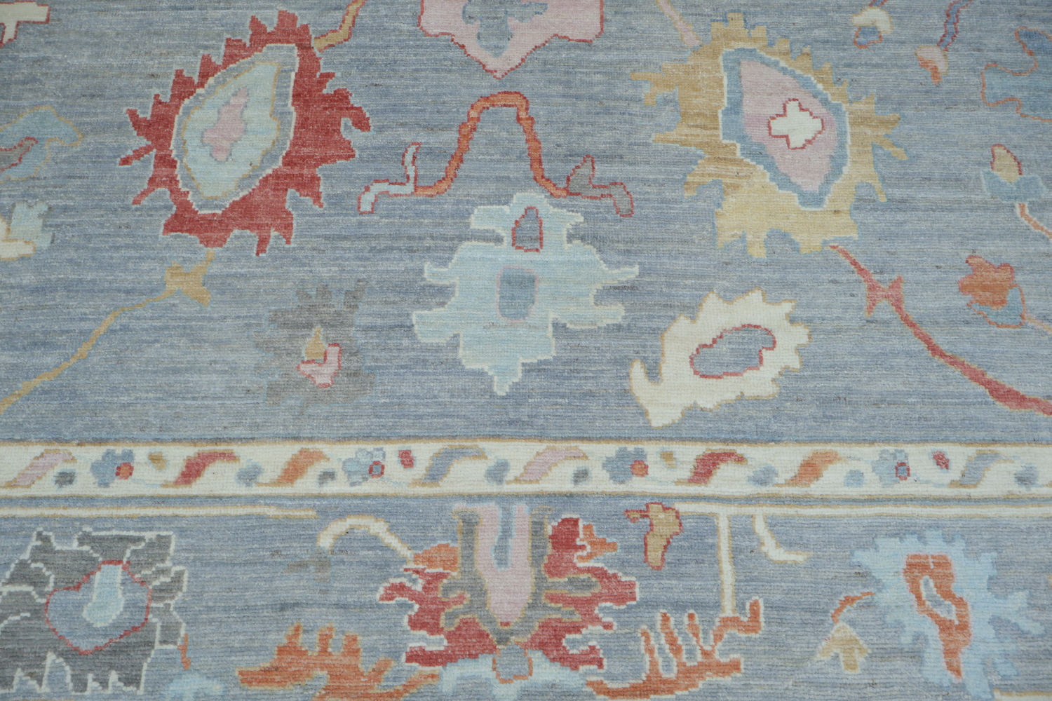 Vegetable Dye Gray Oushak Turkish Area Rug 9x12