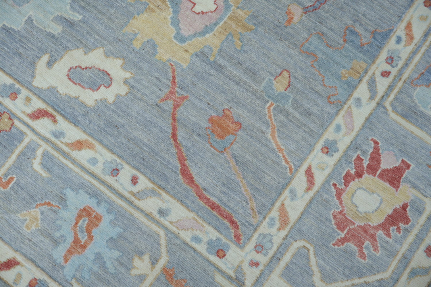 Vegetable Dye Gray Oushak Turkish Area Rug 9x12