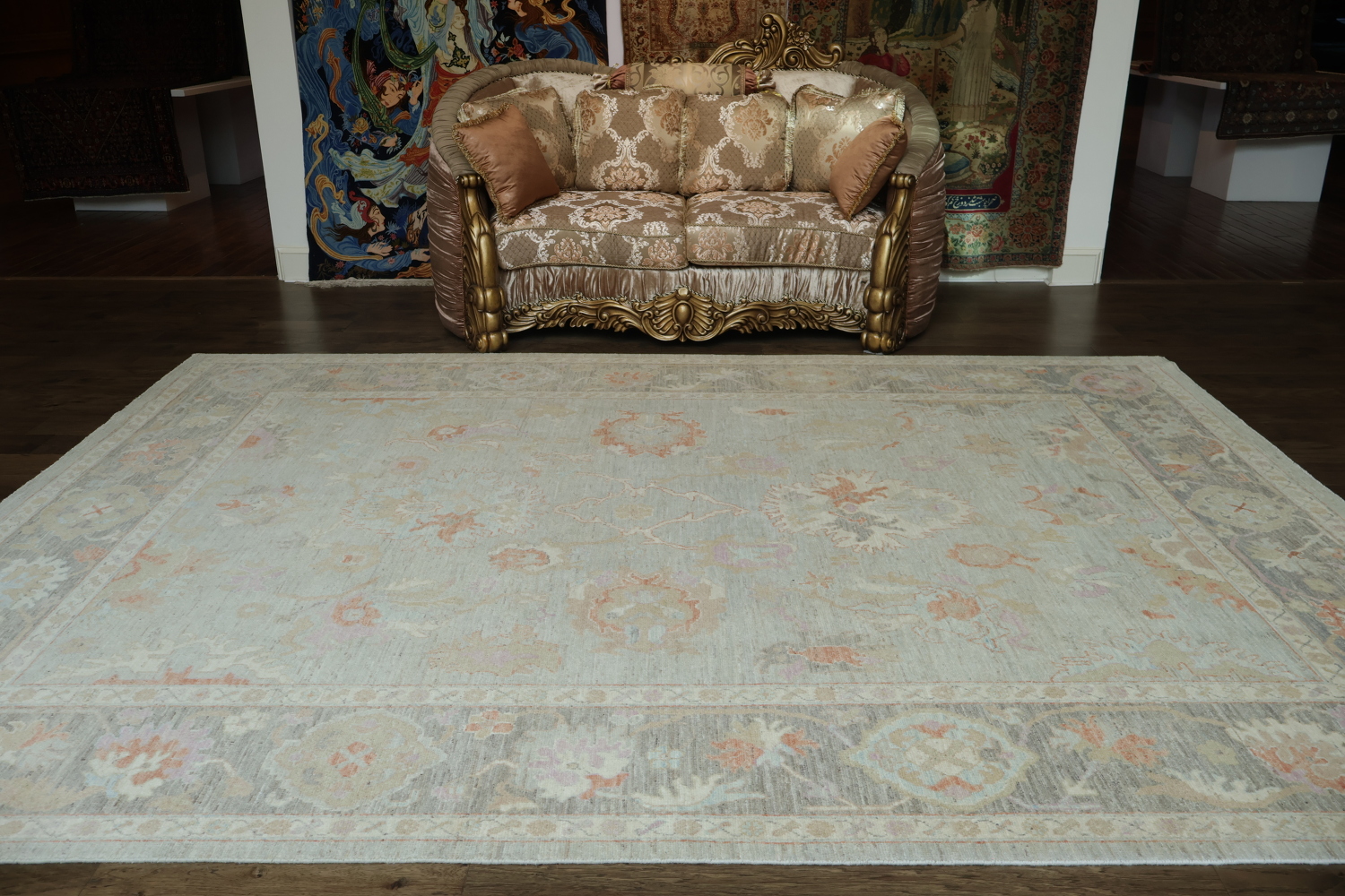 Vegetable Dye Oushak Turkish Area Rug 9x12