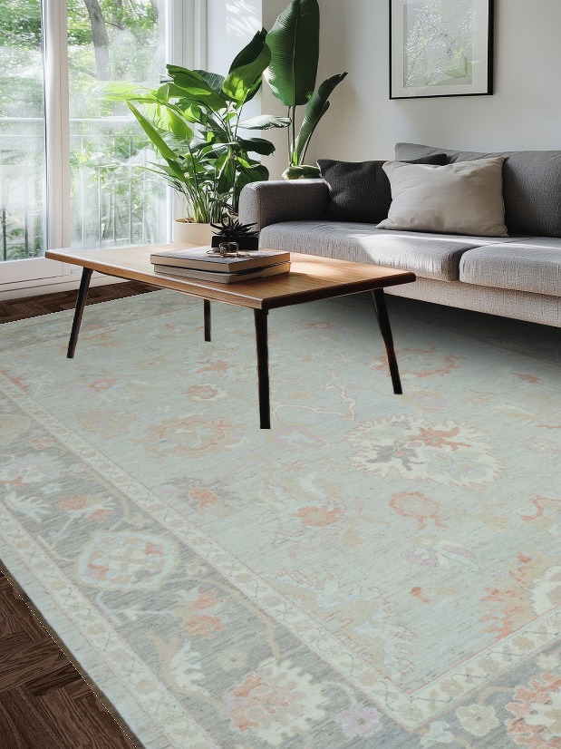 Vegetable Dye Oushak Turkish Area Rug 9x12