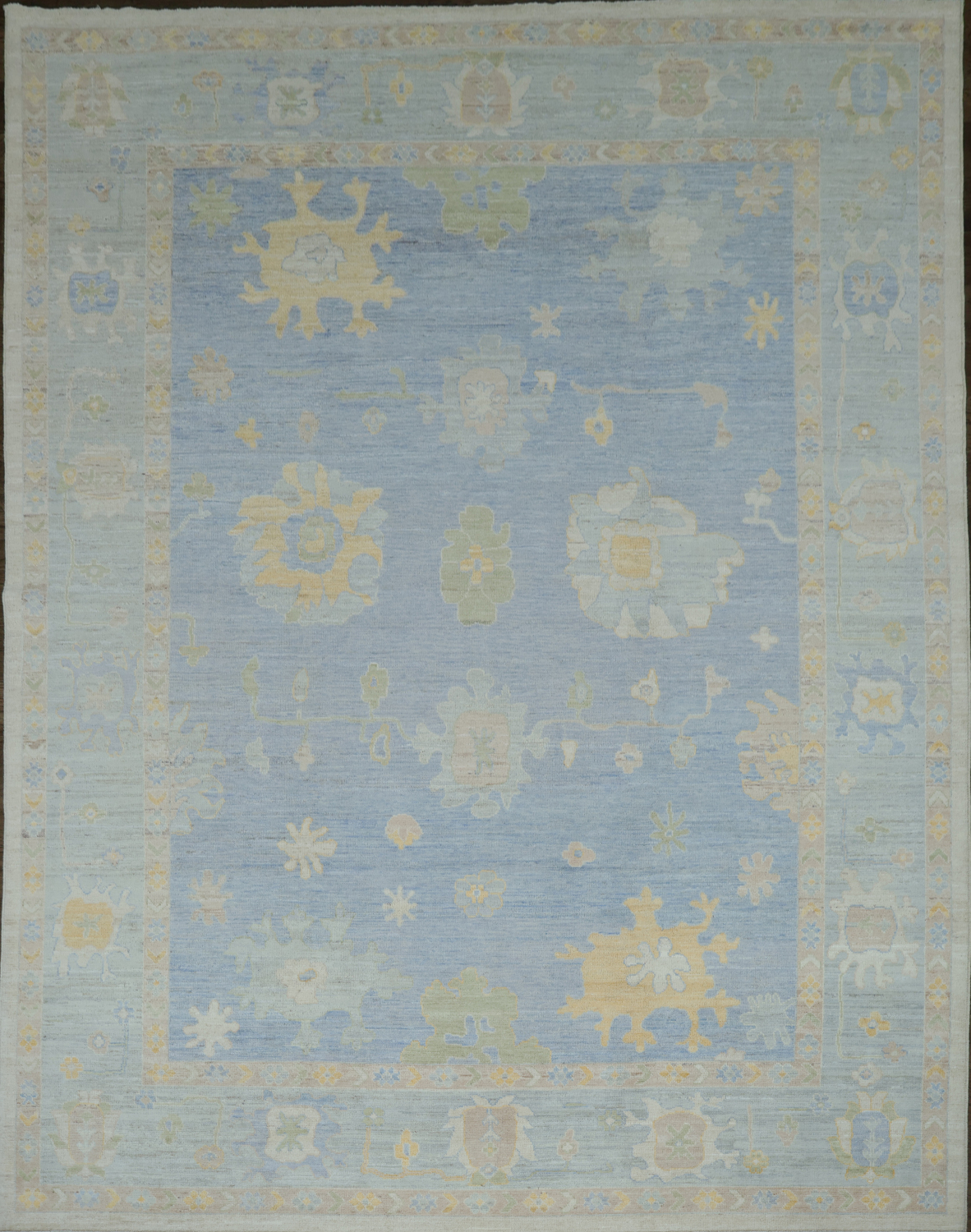 Blue Vegetable Dye Oushak Turkish Area Rug 10x12