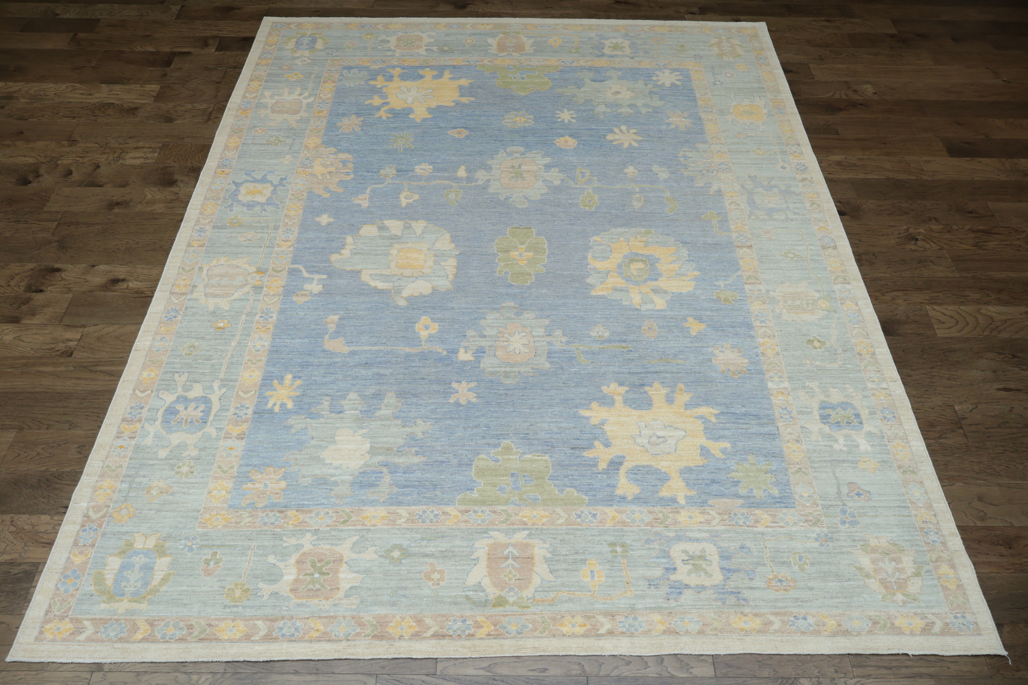 Blue Vegetable Dye Oushak Turkish Area Rug 10x12