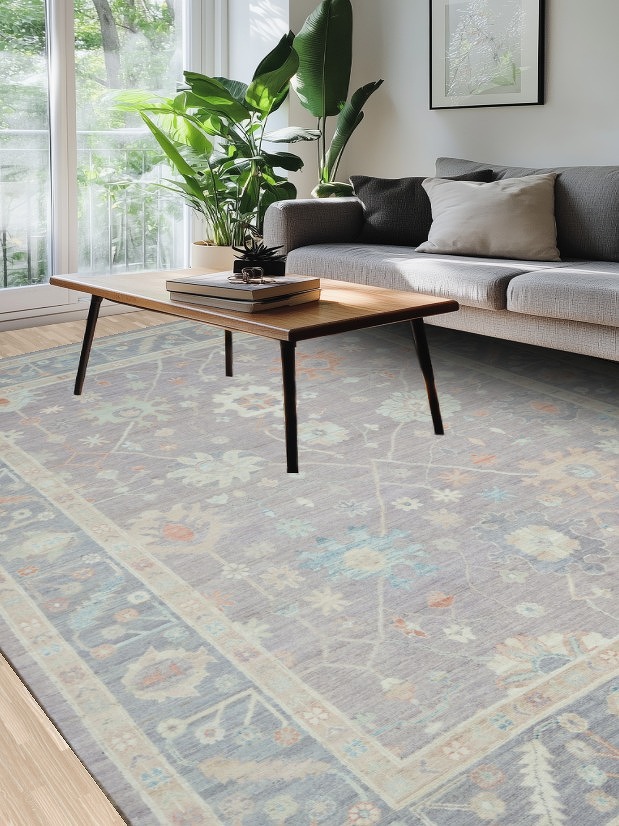 Vegetable Dye Oushak Turkish Area Rug 9x12