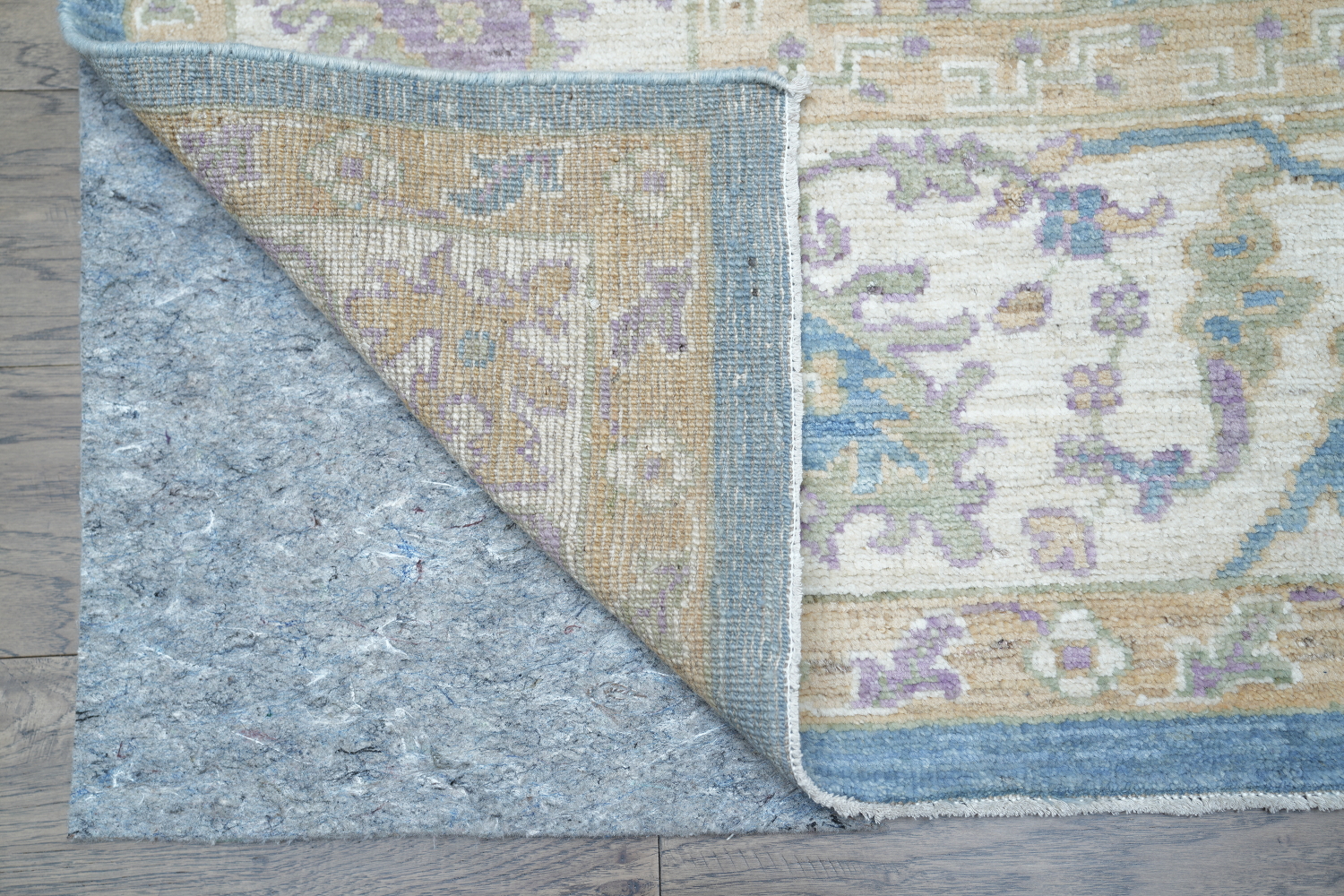Hand-Knotted Blue Oushak Turkish Area Rug - 9x12 Vegetable Dye Wool Rug